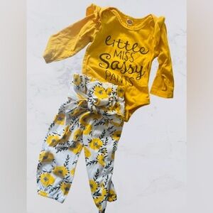 Little Miss Sassy Pants outfit yellow floral 9-12 months